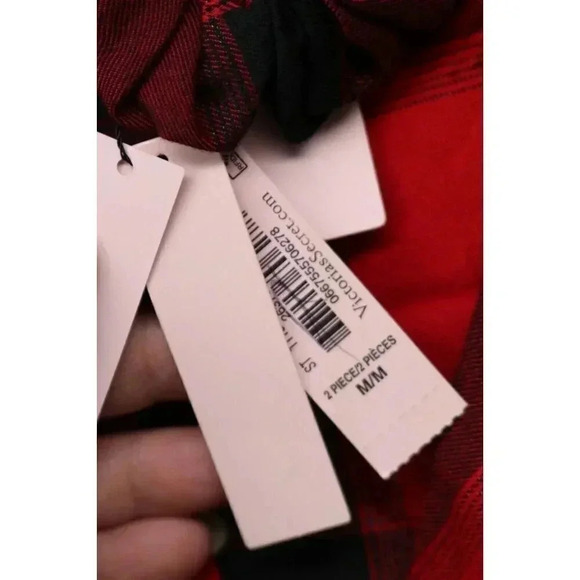 Victoria's Secret Pajama Top-Red and Black Plaid-Medium-Matching Scrunchie-New - Picture 6 of 10